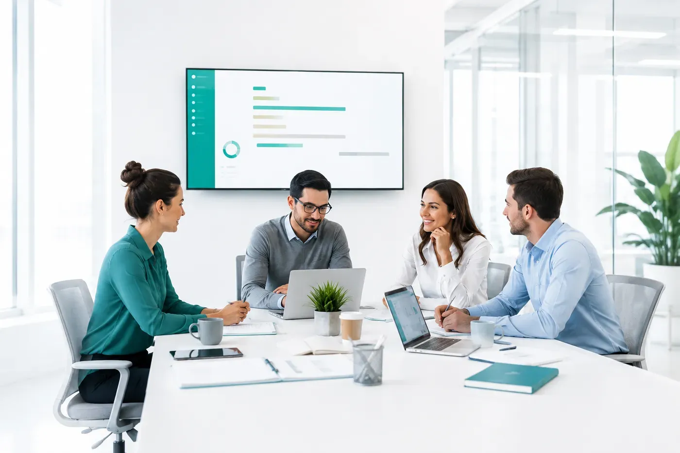 Jinni-Team bei der Arbeit an einem Projekt zur Dokumentenzusammenarbeit